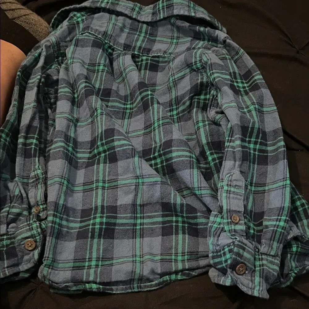 Cat & Jack Navy and Teal Plaid Button-Down Shirt